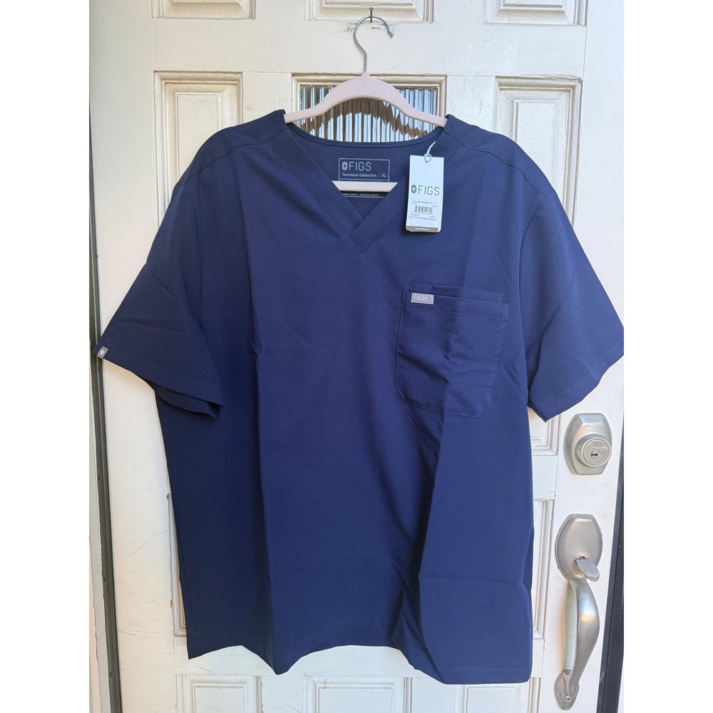 FIGS Mens Leon Three-Pocket Scrub Top Navy Blue 1000199 Size XL